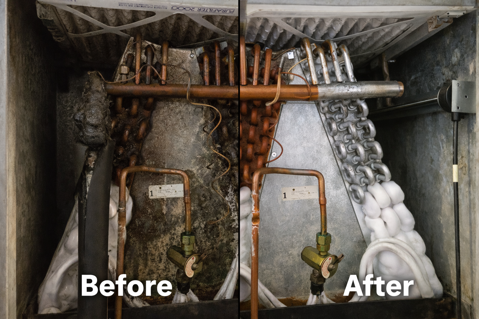 hvac coil before and after cleaning